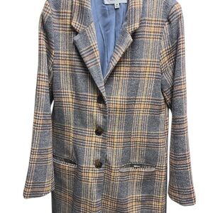 BB Dakota Plaid Coat with Blue Interior